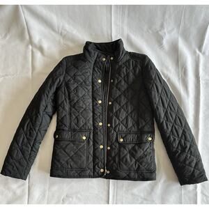 J. Crew Puffer Puffy Jacket Coat Black Women's Size S Zipper Snap Button Quilted